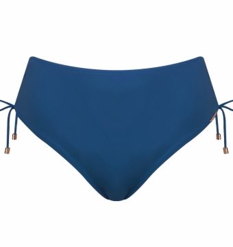 Braga de Bikini de Talle Alto Lazos Azul Petróleo - Vista frontal completa - Ana Faura