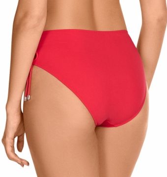 Braga de bikini de talle alto con lazos y ajuste adaptable, en rojo intenso - Detalle del diseño - Ana Faura