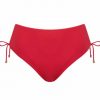 Braga de bikini de talle alto con lazos y ajuste adaptable, en rojo intenso - Vista frontal completa - Ana Faura