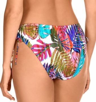 Braga de Bikini de Talle Alto con Lazadas Laterales Estampado Tropical - Detalle del diseño - Ana Faura