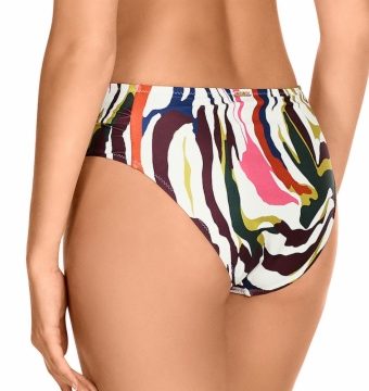 Braga de bikini talle medio-alto con estampado psicodélico multicolor - Detalle del diseño - Ana Faura