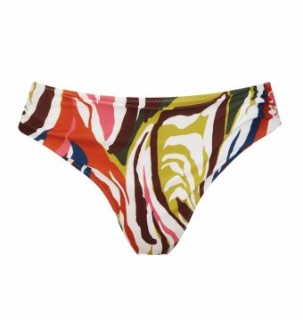 Braga de bikini talle medio-alto con estampado psicodélico multicolor - Vista frontal completa - Ana Faura