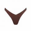 Braga de bikini tiro alto corte gaviota Lurex en marrón metalizado - Vista frontal completa - Ana Faura