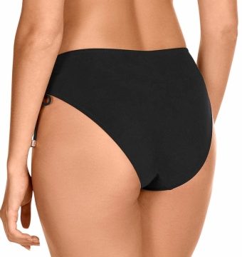 Braga de bikini tiro alto ajustable negra - Detalle del diseño - Ana Faura