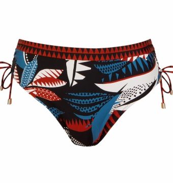 Braga de Bikini Tiro Medio Estampado Multicolor con Lazos - Vista frontal completa - Ana Faura