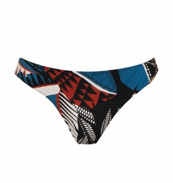 Braga de Bikini Clásica Estampado Tribal Black & Red de Atado Lateral - Vista frontal completa - Ana Faura