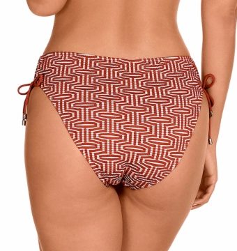Braguita de Bikini de Lazo Estampado Geométrico Terracota - Detalle del diseño - Ana Faura