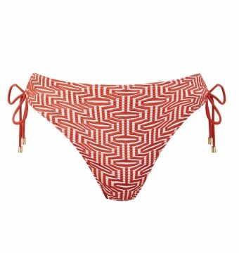 Braguita de Bikini de Lazo Estampado Geométrico Terracota - Vista frontal completa - Ana Faura