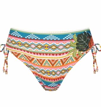 Braguita de Bikini Talle Alto Étnica con Hojas Tropicales - Vista frontal completa - Ana Faura