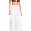 Falda larga y vestido multiposición troquelado de algodón blanco - Detalle del diseño - Ana Faura