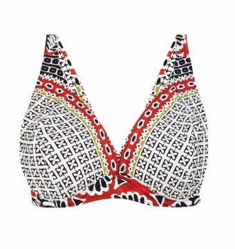 Sujetador de Bikini con Aros, Estampado Étnico y Escote Profundo - Vista frontal completa - Ana Faura