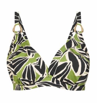 Sujetador de Bikini con Aros, Copa D y Estampado Orgánico - Vista frontal completa - Ana Faura
