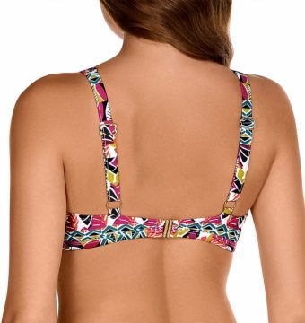 Sujetador de Bikini con Aros y Copas D Estampado Geométrico Multicolor - Detalle del diseño - Ana Faura