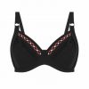 Sujetador de Bikini con Aros Copa D y Diseño Geométrico Negro - Vista frontal completa - Ana Faura