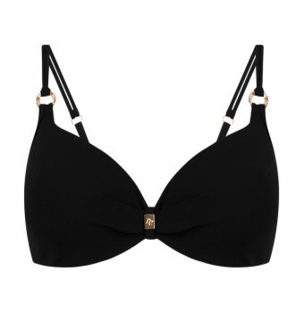 Sujetador de Bikini con Aros y Doble Tirante Negro para Copa B - Vista frontal completa - Ana Faura