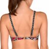 Sujetador de Bikini con Aros y Estampado Étnico en Negro y Rojo - Detalle del diseño - Ana Faura