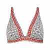 Sujetador de Bikini con Aros y Estampado Étnico en Negro y Rojo - Vista frontal completa - Ana Faura