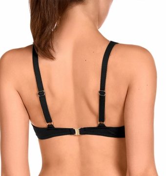 Sujetador de Bikini con Aros y Escote V Negro y Blanco - Detalle del diseño - Ana Faura
