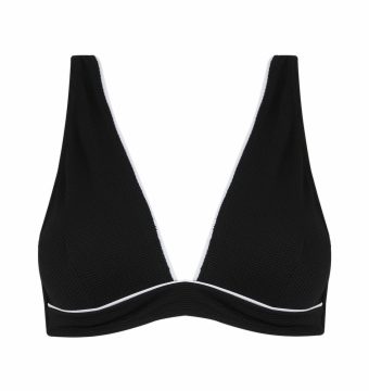 Sujetador de Bikini con Aros y Escote V Negro y Blanco - Vista frontal completa - Ana Faura