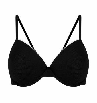 Sujetador de bikini con aros y tirantes regulables negro - Vista frontal completa - Ana Faura