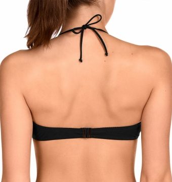 Sujetador Bikini Balconette Halter Negro y Blanco - Detalle del diseño - Ana Faura