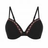 Sujetador de Bikini Balconette con Aros y Preformado Negro con Detalle Geométrico - Vista frontal completa - Ana Faura