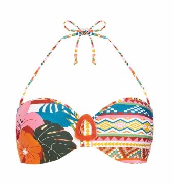 Sujetador de Bikini Bandeau Estampado Multicolor con Aros Copa B - Vista frontal completa - Ana Faura