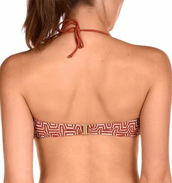 Sujetador de Bikini Bandeau Estampado Geométrico Terracota - Detalle del diseño - Ana Faura