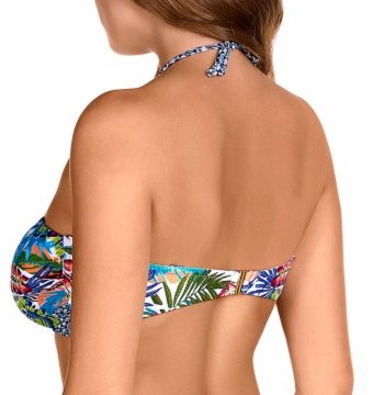 Sujetador Bikini Bandeau Halter Estampado Floral con Aros Copa D - Detalle del diseño - Ana Faura