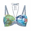 Sujetador Bikini Bandeau Halter Estampado Floral con Aros Copa D - Vista frontal completa - Ana Faura
