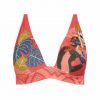 Sujetador de bikini bralette tropical coral con aros y escote en V - Vista frontal completa - Ana Faura