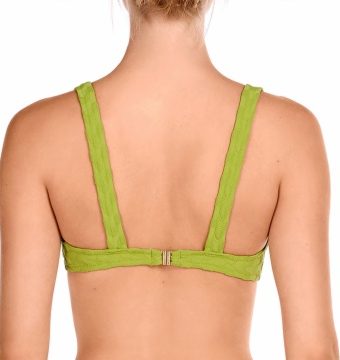 Sujetador de Bikini con escote pronunciado y textura verde lima - Detalle del diseño - Ana Faura