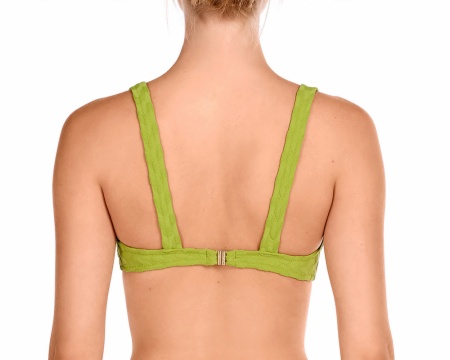 Sujetador de Bikini con escote pronunciado y textura verde lima (Foto 2) Sujetador de Bikini con escote pronunciado y textura verde lima - Detalle del diseño - Ana Faura