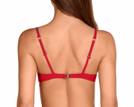 Sujetador de Bikini con Aros y Frunce Rojo Intenso (Foto 2) Sujetador de Bikini con Aros y Frunce Rojo Intenso - Detalle del diseño - Ana Faura