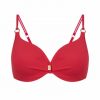 Sujetador de Bikini con Aros y Frunce Rojo Intenso - Vista frontal completa - Ana Faura