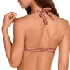 Sujetador de Bikini Halter Copa C estampado geométrico teja - Detalle del diseño - Ana Faura