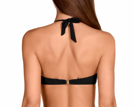 Sujetador de Bikini Halter Copa C Negro con Aros (Foto 2) Sujetador de Bikini Halter Copa C Negro con Aros - Detalle del diseño - Ana Faura