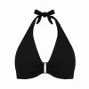 Sujetador de Bikini Halter Copa C Negro con Aros - Vista frontal completa - Ana Faura