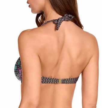 Sujetador de Bikini Halter con Aros y Estampado Botánico - Detalle del diseño - Ana Faura