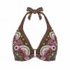 Sujetador de Bikini Halter con Aros y Estampado Botánico - Vista frontal completa - Ana Faura