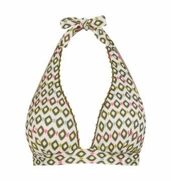 Sujetador de Bikini Halter Estampado Geométrico Lurex - Vista frontal completa - Ana Faura