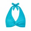 Sujetador de Bikini Halter con Aros y Copas C Azul Turquesa - Vista frontal completa - Ana Faura