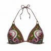 Sujetador bikini triángulo con aros estampado étnico verde - Vista frontal completa - Ana Faura