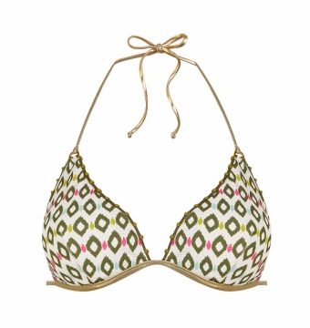 Sujetador de Bikini Triángulo Geométrico Lurex con Perfil Elegante - Vista frontal completa - Ana Faura