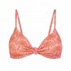 Sujetador de Bikini Triángulo con Lurex Cobre y Palmeras Rosas - Vista frontal completa - Ana Faura