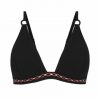 Sujetador de Bikini Triángulo Copa B Negro con Detalles Terracota - Vista frontal completa - Ana Faura