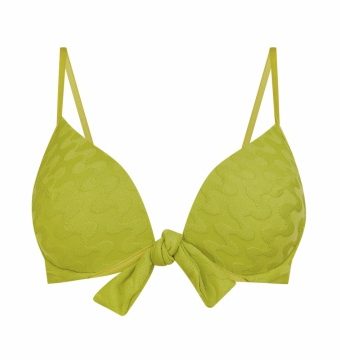 Sujetador de Bikini Triángulo Push-Up Texturizado Verde Lima - Vista frontal completa - Ana Faura