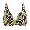 Sujetador de Bikini Twist con Aros y Estampado Botánico Verde Oliva - Vista frontal completa - Ana Faura
