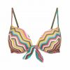 Sujetador de Bikini Push-up con Aros y Estampado Zigzag Multicolor - Vista frontal completa - Ana Faura