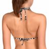 Sujetador Halter de Bikini con Aros Estampado Étnico Blanco y Negro - Detalle del diseño - Ana Faura